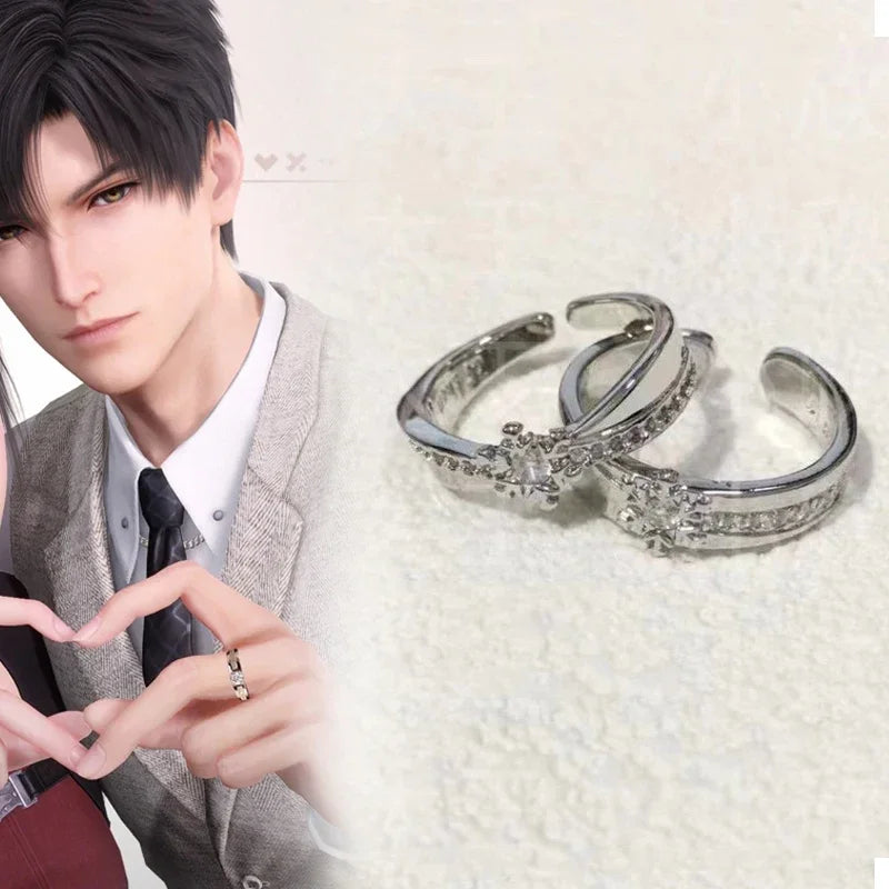 luckacco game love and deepspace rafayel xavier zayne cosplay ring unisex adjustable wedding rings couple jewelry accessories gifts
