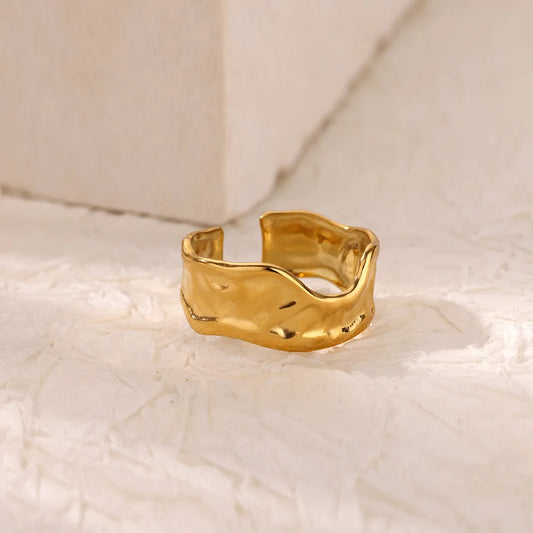 Luckacco Double Heart Rings For Women Gold Color Stainless Steel Open Adjustable Ring Female Fashion Party Wedding Aesthetic Jewelry Gift