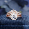 Luckacco Attractive Rose Gold Color Round Rings for Women White Stone Rings Set Jewelry Party Gift