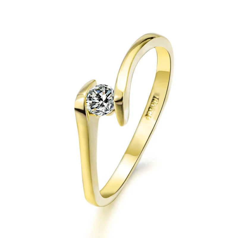 luckacco zhouyang wedding ring for women concise 4mm round cut cubic zirconia rose gold color engagement fashion jewelry zyr239 zyr422