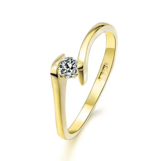 Luckacco ZHOUYANG Wedding Ring For Women Concise 4mm Round Cut Cubic Zirconia Rose Gold Color Engagement Fashion Jewelry ZYR239 ZYR422