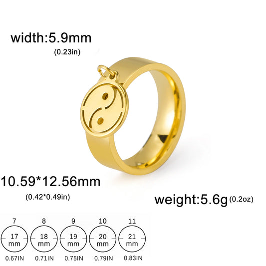 Luckacco Unift Women Stainless Steel Charms Rings Flower Leaf Spider Paw Pendant Finger Ring Fashion Minimalist Couple Jewelry