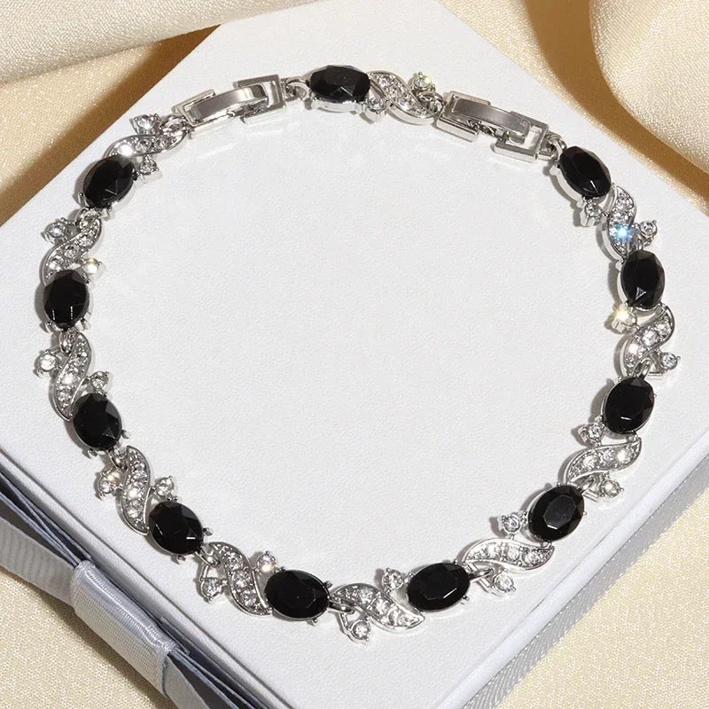 luckacco exquisite shiny tennis ball shape crystal zircon bracelet for women fashion evening party jewelry girls gift