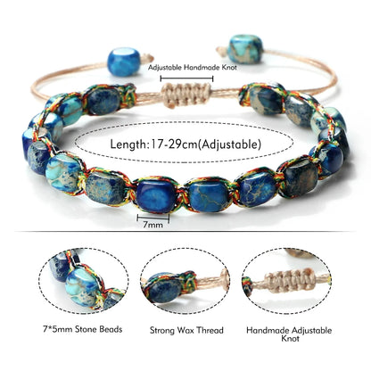 Luckacco Bohemian Imperial Stone Beaded Bracelet Handmade  Braided String Bangles Friendship Jewelry Gift Vintage Design Strand Bracelets