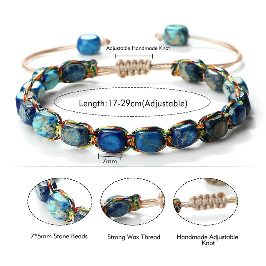 Luckacco Bohemian Imperial Stone Beaded Bracelet Handmade  Braided String Bangles Friendship Jewelry Gift Vintage Design Strand Bracelets