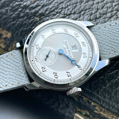 Luckacco Spot goods NEW Pierre Paulin Jumping Hour Men Watch Salmon Dial Automatic St17 Mechanical Watch Vintage Date Window 38mm
