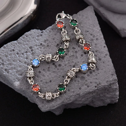 Luckacco New Arrival Trendy Colorful Crystal Thai Silver Female Bracelet  Jewelry For Women Birthday Gifts