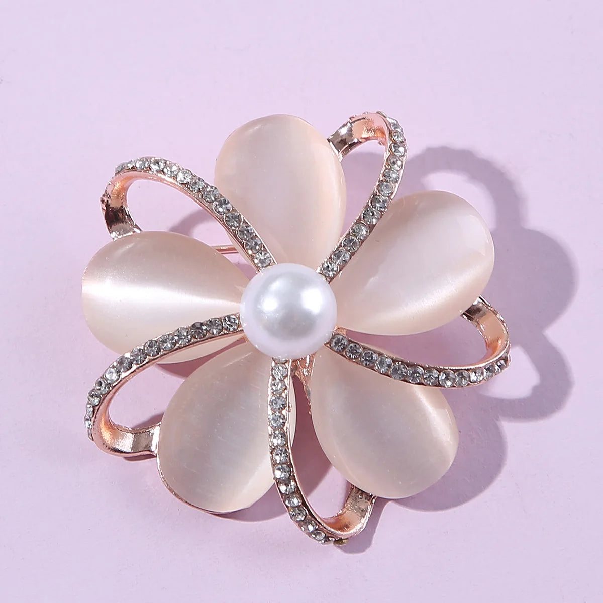 luckacco 1pc fashionable opal stone flower brooch pin garment accessories birthday gift brooches for women rhinestone brooch pin-6691
