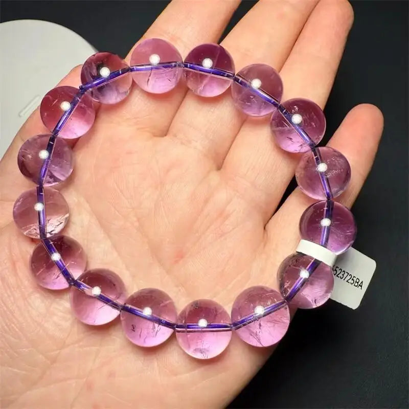 luckacco 13mm natural brazilian amethyst bracelet fortune energy bangle mineral string woman amulet jewelry healing gift 1pcs