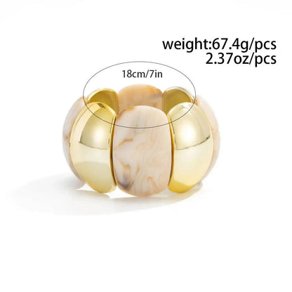 Luckacco 6 Style Boho Punk Geometric Acrylic Resin Elasticity Bangles for Women Vintage CCB Beads Bangle Bracelets Charm Jewelry