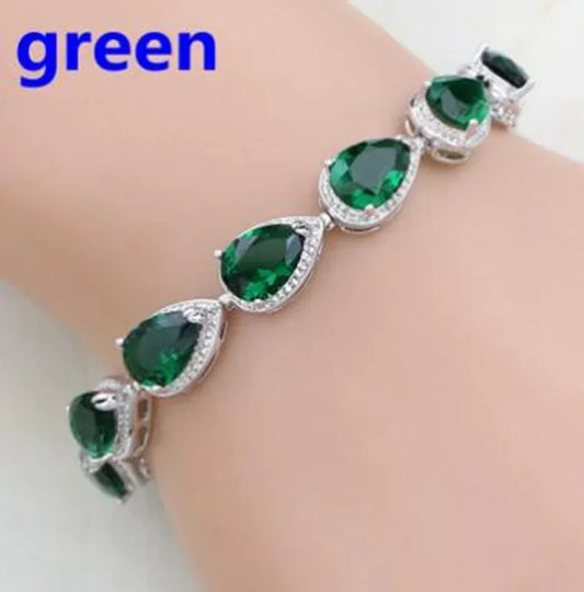Luckacco Exquisite Shiny Tennis Ball Shape Crystal Zircon Bracelet for Women Fashion Evening Party Jewelry Girls Gift