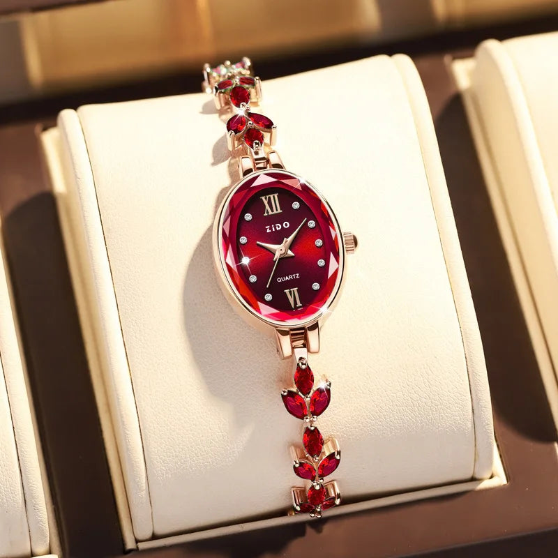 luckacco uthai v22 women's watches light luxury diamond inlaid female watch waterproof oval ladies fashion quartz bracelet wristwatch
