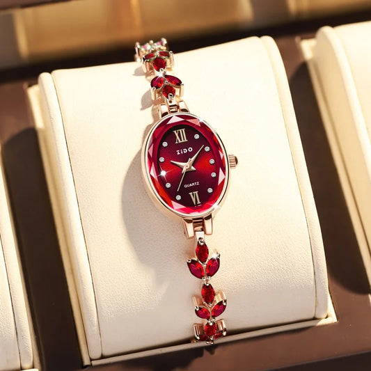 Luckacco UTHAI V22 Women's Watches Light Luxury Diamond Inlaid Female Watch Waterproof Oval Ladies Fashion Quartz Bracelet Wristwatch