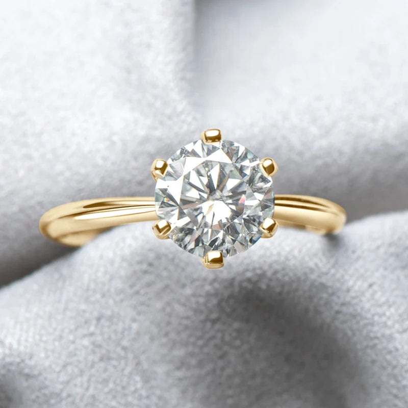 luckacco anziw 0.5-3.0ct moissanite solitaire ring silver 925 14k gold plated wedding engagement band for women jewelry with certificate