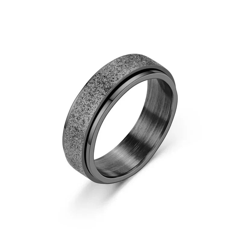 luckacco 6mm anxiety fidget spinner rings for men smooth stainless steel spinning rotating ring for women anti stress jewelry gift