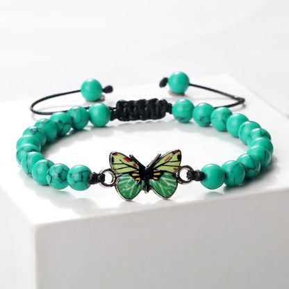 Luckacco Trendy Butterfly Beaded Bracelets For Women Men Natural Stone Beads Chain Bangles Handmade Female Bohemian Party Jewelry Gifts