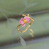 Luckacco Fashion Vintage Pink Enamel Flower Rings for Woman Adjustable Retro Female Ring Y2k Jewelry Luxury Charm Gift Engagement Jewelry
