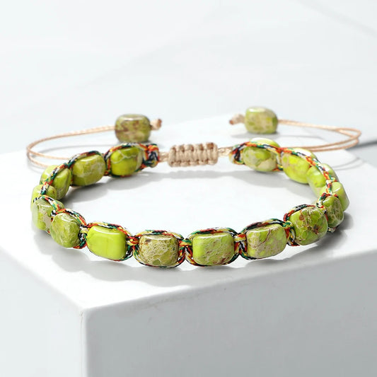Luckacco Bohemian Imperial Stone Beaded Bracelet Handmade  Braided String Bangles Friendship Jewelry Gift Vintage Design Strand Bracelets