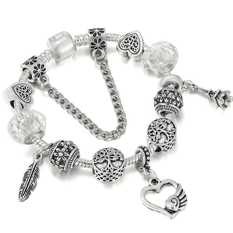 luckacco baopon new fashion life of tree crystal charm bracelet fit green color snake chain brand bracelets & bangles for women jewelry