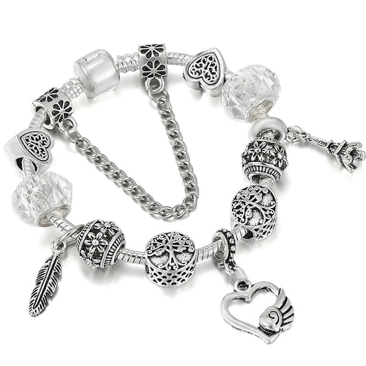 Luckacco BAOPON New Fashion Life Of Tree Crystal Charm Bracelet Fit Green Color Snake Chain Brand Bracelets & Bangles for Women Jewelry