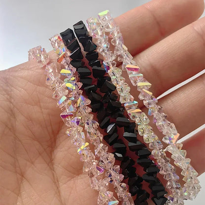 Luckacco Shiny Mulit-cut Transparent Crystal Bracelet for Women Trend Irregular Chain Beaded on the Hand Handmade Jewelry Girls Gifts
