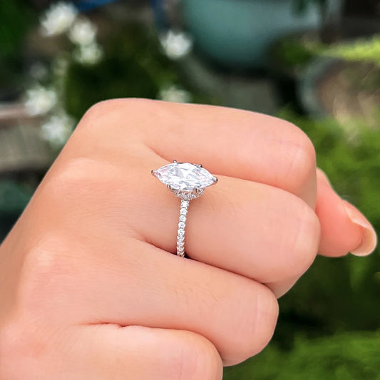 Luckacco QooLady Fashion 925 Sterling Silver Marquise Cut Cubic Zircon Dazzling Wedding Engagement Rings for Women Fine Jewelry SE012