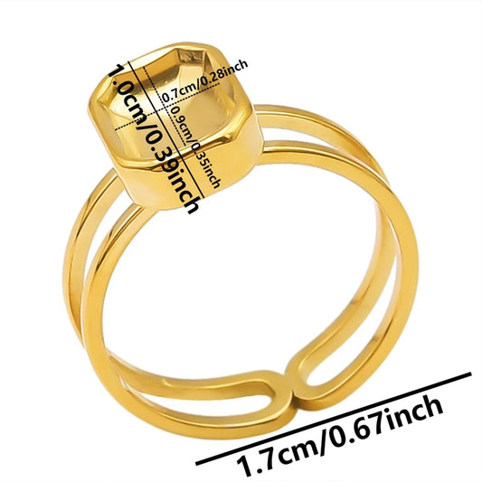 Luckacco Oval Square Leaf Heart Sun Base Open Adjustable Ring DIY Rhinestone Oil Drop Stainless Steel Rings For Women Men Jewelry Bagues