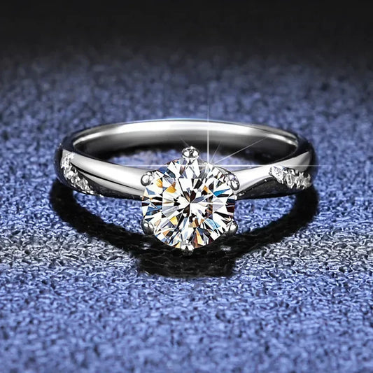 Luckacco Platinum PT950 Moissanite Diamond Rings for Women Wedding Proposal Ring Psychic Six Claw Jewelry Multi-size Available