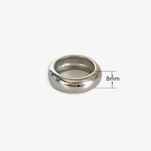 Luckacco Peri'sbox 8mm 10mm High Polish 18K Gold Plated Round Chunky Rings for Women Men Smooth Stainless Steel Minimalist Party Jewelry