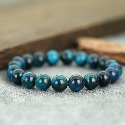 Luckacco 6/8/10/12mm Premium Beaded Bracelet Men Women Natural Blue Tiger Eyes Stone 4 Sizes Elastic Bangles Meditation Healing Jewelry
