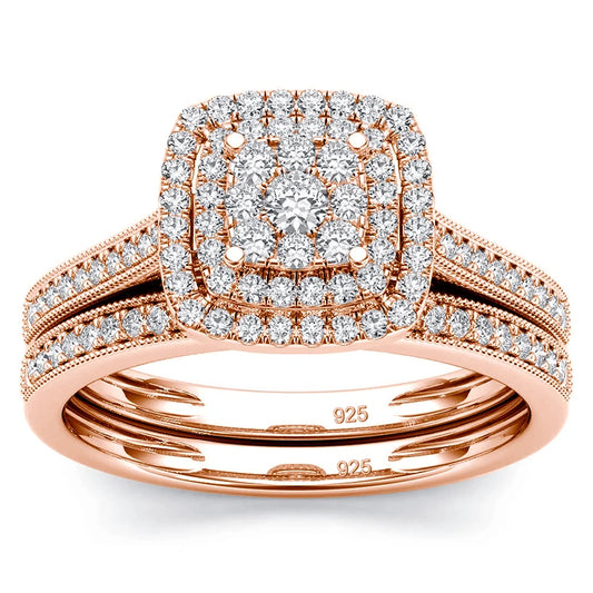 Luckacco Szjinao 2pcs Moissanite Ring Set For Woman Original 925 Silver Wedding Jewelry Luxury Engagement Ladies Anniversary Gift Trend