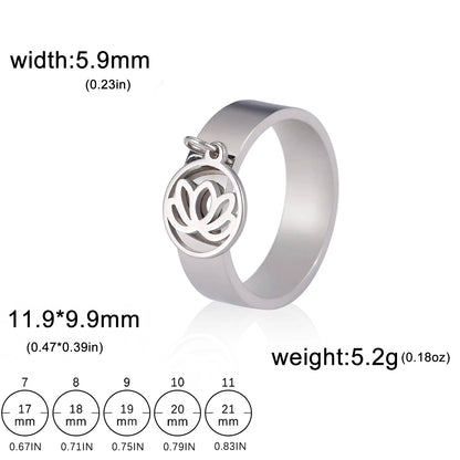 Luckacco Unift Women Stainless Steel Charms Rings Flower Leaf Spider Paw Pendant Finger Ring Fashion Minimalist Couple Jewelry
