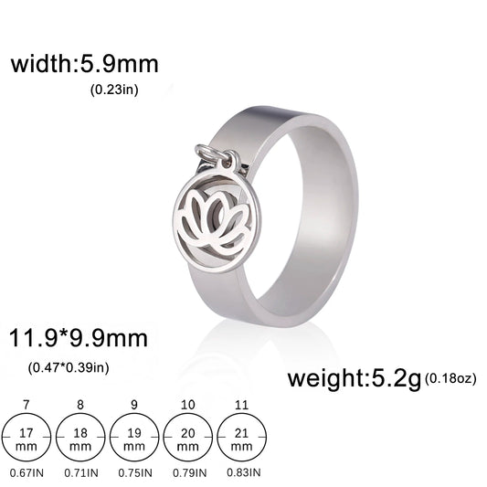Luckacco Unift Women Stainless Steel Charms Rings Flower Leaf Spider Paw Pendant Finger Ring Fashion Minimalist Couple Jewelry