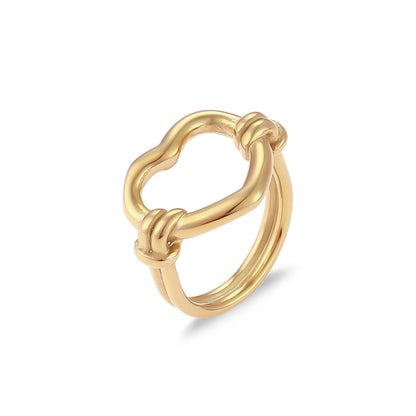 Luckacco E.B.belle Stainless Steel Fine Polished Wide Large Heart Finger Rings Stainless Steel Hypoallergenic Rings For Female Jewellery