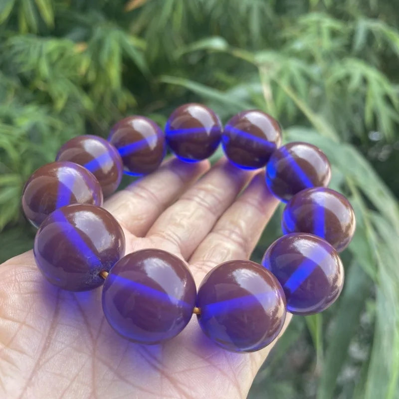 luckacco 16mm bracelet blue amber lucky