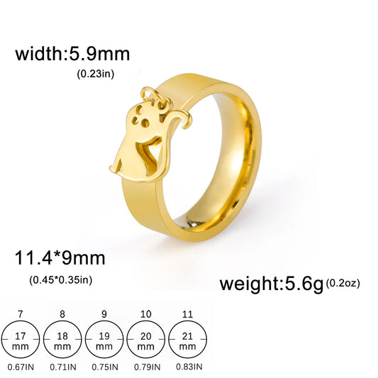Luckacco Unift Women Stainless Steel Charms Rings Flower Leaf Spider Paw Pendant Finger Ring Fashion Minimalist Couple Jewelry