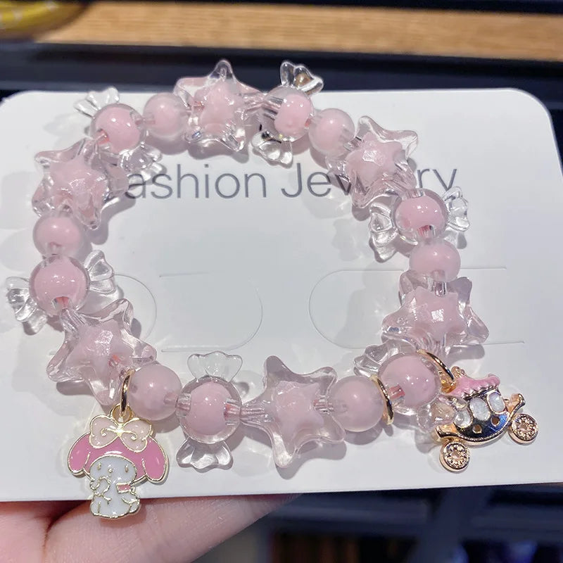 luckacco sweet star candies cinnamoroll stellalou bracelet hellokitty beads shine charm girls child jewelry accessories birthday gifts