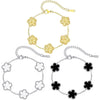 Luckacco 14K Gold Plated Five-leaf Clover Link Bracelets White Black Blue Gold Red Green Lucky Bracelets Jewelry Gifts Trendy for Women