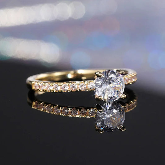 Luckacco Wedding Band Eternity Rings Women Brilliant Round Zirconia Luxury Engagement Rings Thin Elegant Female Jewelry