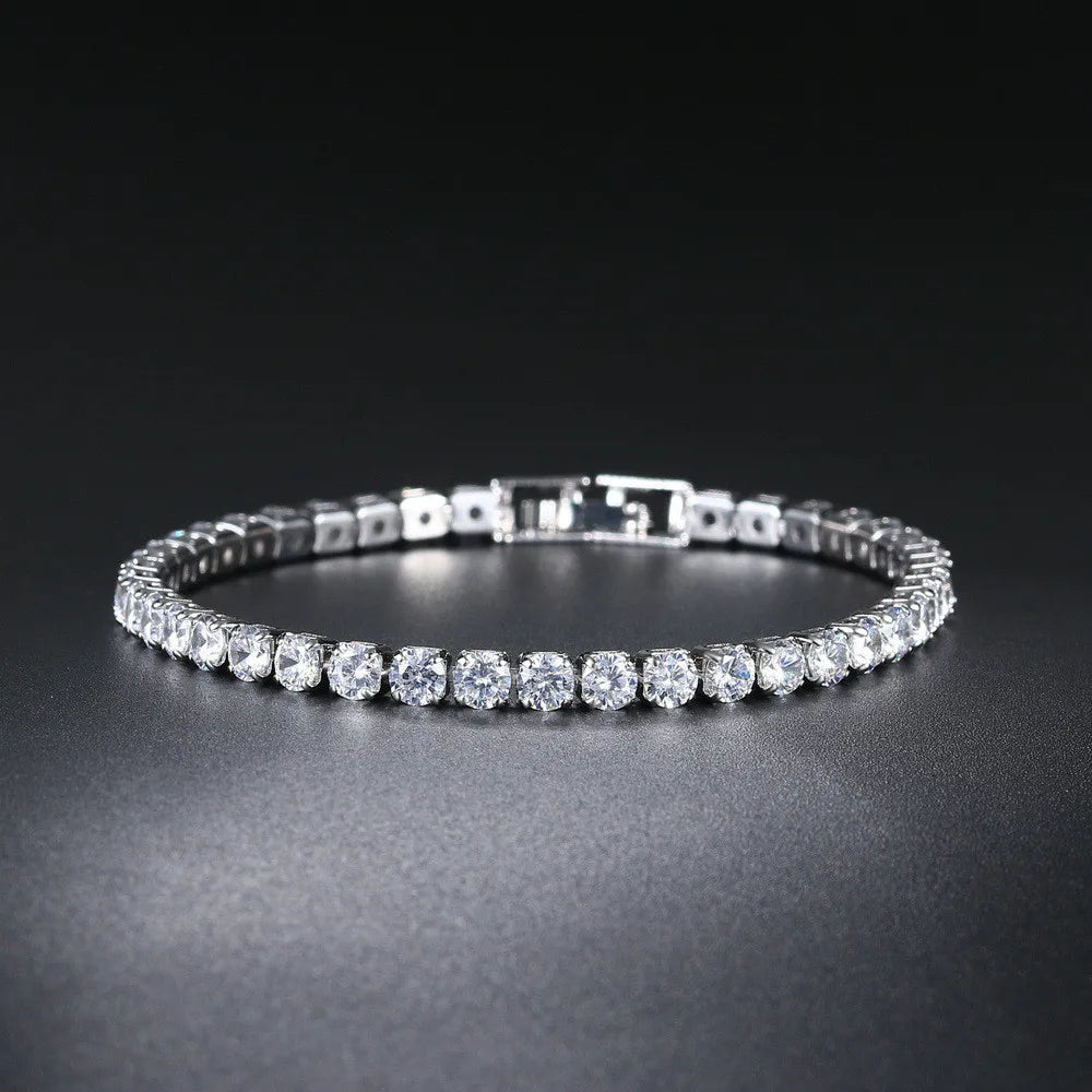 luckacco 4mm cubic zirconia tennis bracelet iced out chain bracelets for women men gold silver color men bracelet cz chain homme jewelry