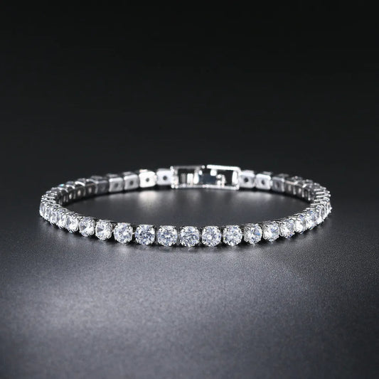 Luckacco 4mm Cubic Zirconia Tennis Bracelet Iced Out Chain Bracelets For Women Men Gold Silver Color Men Bracelet CZ Chain Homme Jewelry