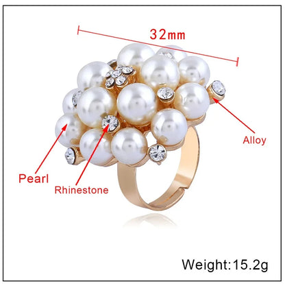 Luckacco Europe and America Popular Jewelry Popular Fashion Index Finger Ring Opening Adjustable Pearl Ring