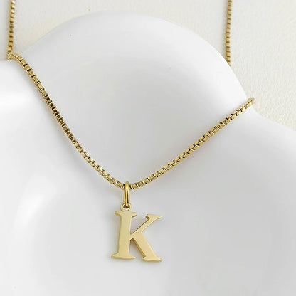 Luckacco Initial necklace letter pendant chamrs stainless steel Necklace jewelry Women's Necklace Box Chain Choker woman trend 2025 gift