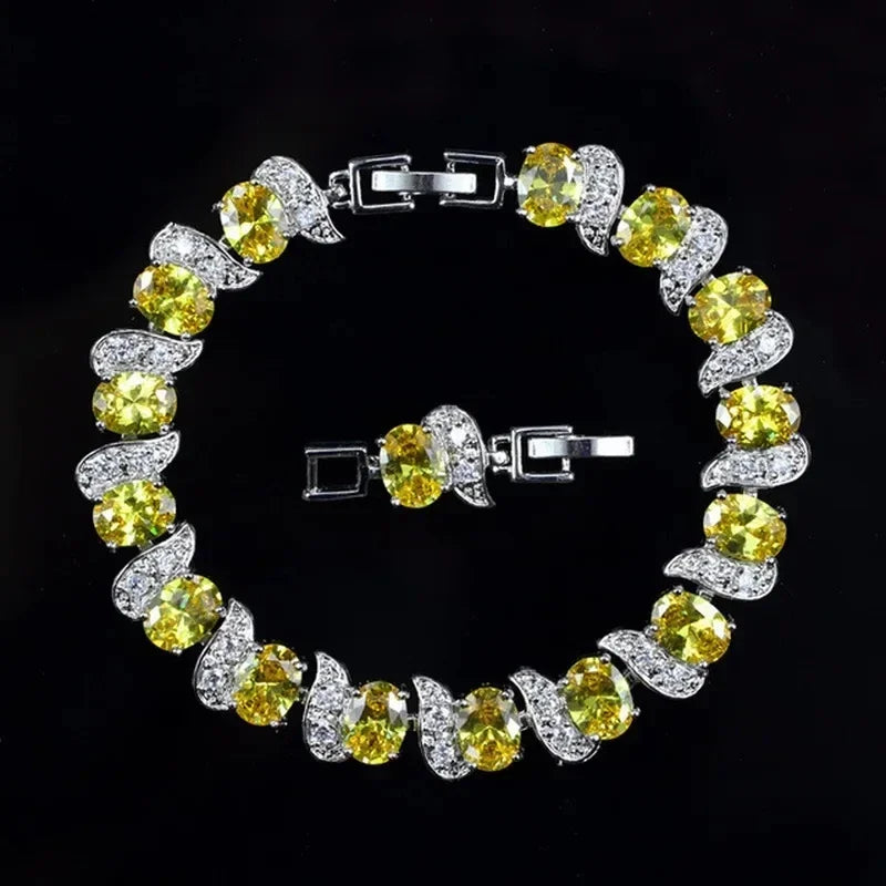 luckacco exquisite shiny tennis ball shape crystal zircon bracelet for women fashion evening party jewelry girls gift