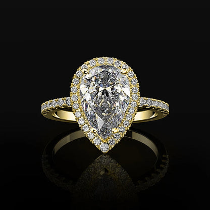 Luckacco daily picks Hot Sale Water Drop Design Women Ring Micro Paved Crystal Zircon Elegant Bridal Wedding Engagement Jewelry Ring for Lover