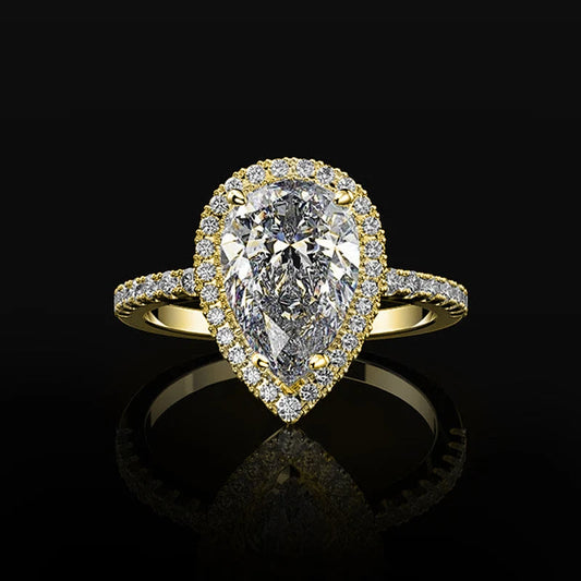 Luckacco daily picks Hot Sale Water Drop Design Women Ring Micro Paved Crystal Zircon Elegant Bridal Wedding Engagement Jewelry Ring for Lover