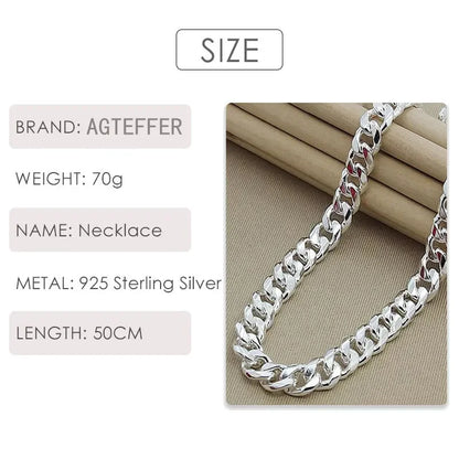 Luckacco 925 Silver Man Necklace 10MM 20/22/24 Inches Cuban Chain Necklace For Women Fashion Wedding Jewelry Christmas Accessories