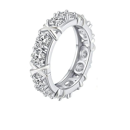 Luckacco Luxury 925 Sterling Silver Ring Interlaced Zircon Crystal Ring for Woman Engagement Wedding Jewelry Gift Accesorios Mujer