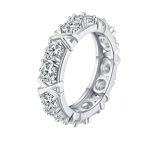 Luckacco Luxury 925 Sterling Silver Ring Interlaced Zircon Crystal Ring for Woman Engagement Wedding Jewelry Gift Accesorios Mujer