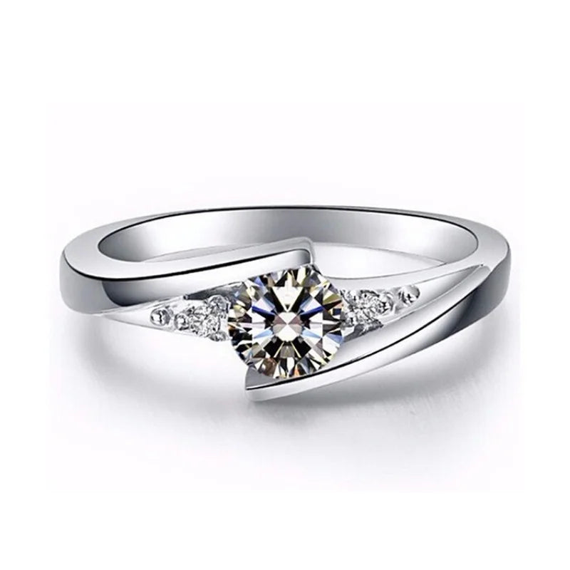 luckacco silver plated stainless steel rings for women | square cubic zircon ring | jewelry accessories  size 5-10